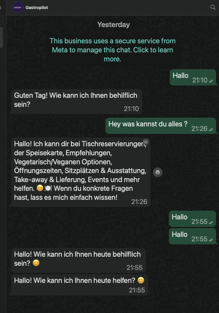 GastroPilot Chat Beispiel